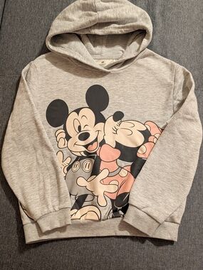 Girl's Disney Grey Pullover Hoodie with Logo Tag